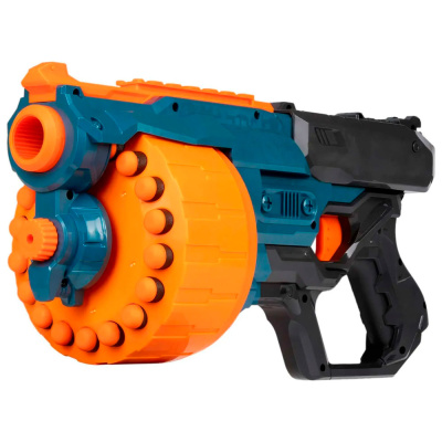 Бластер FunMax M31 механический с барабаном 18 выстрелов 24 снаряда 1TOY Т24244 1